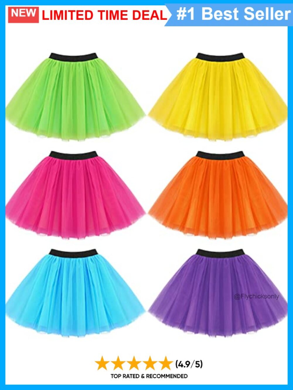 3-Layer Tulle Tutu Skirt Elastic Waist Dance Cosplay Costume